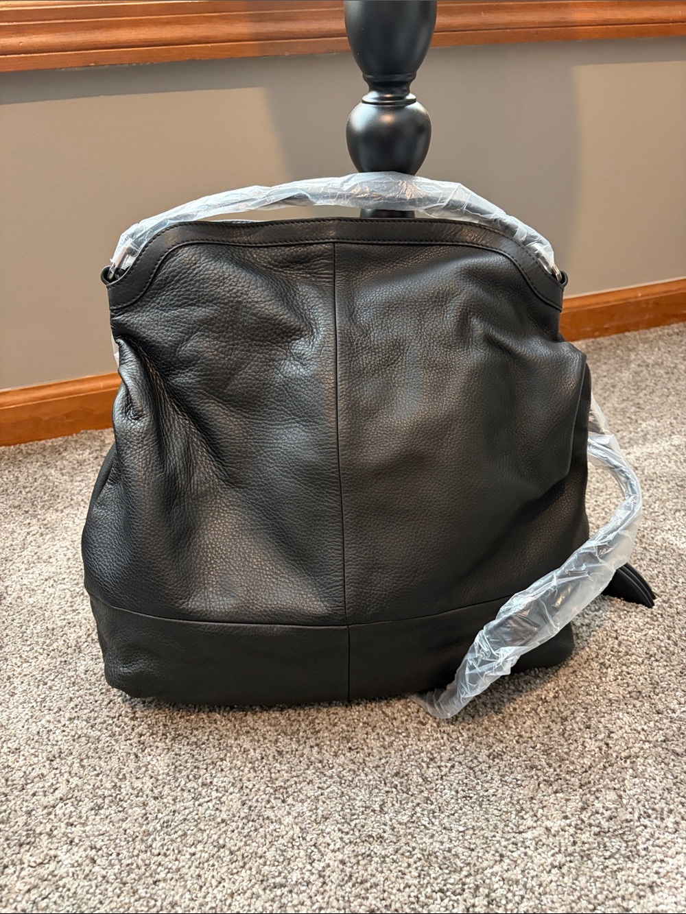 B. Makowsky Black Pebbled Leather Shoulder and Crossbody